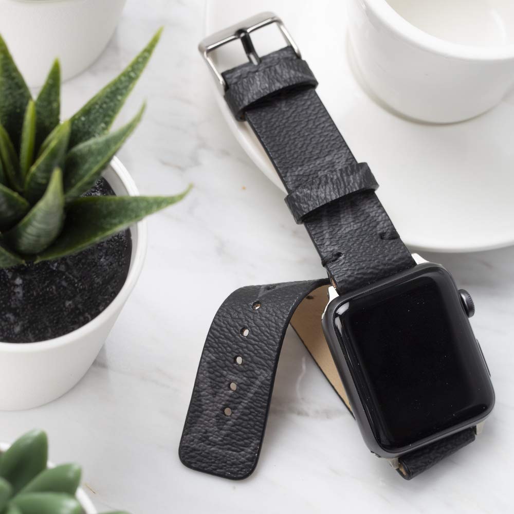 Apple Watch Band Repurposed Classic LV Monogram Eclipse Graphite, 44mm/45mm / Gold