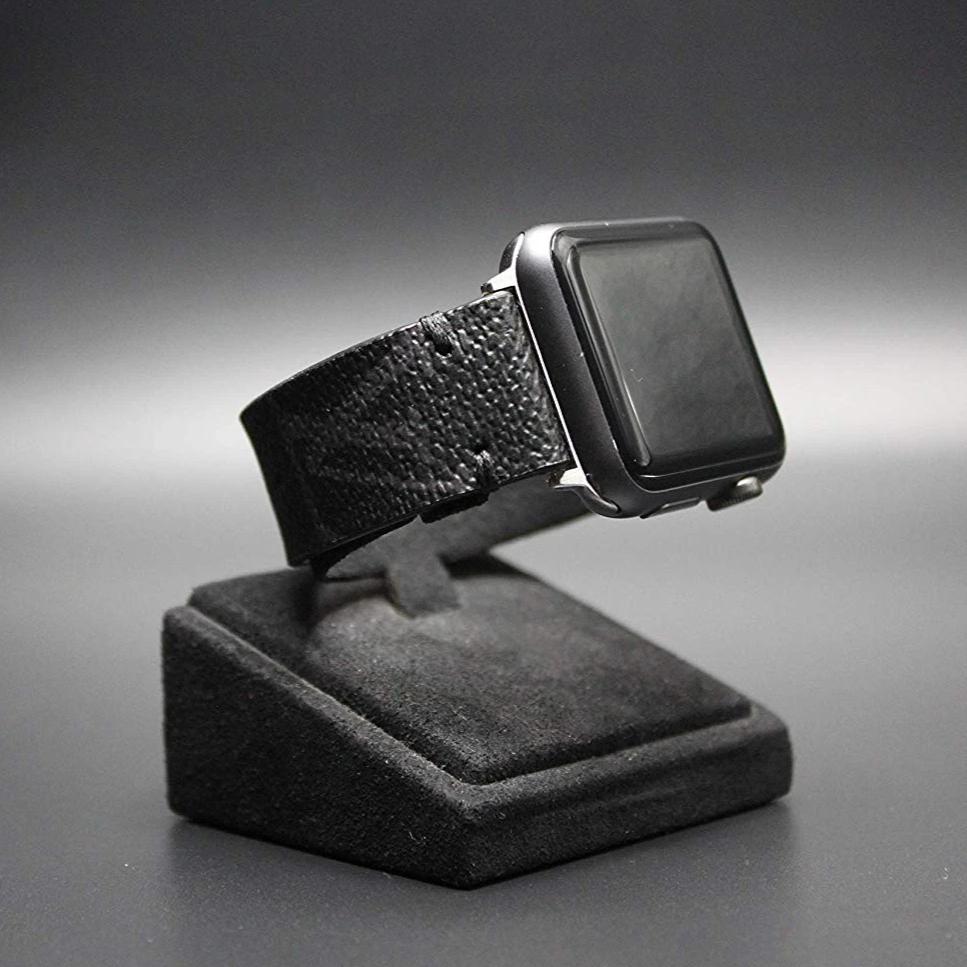 Apple Watch Band Repurposed Classic LV Monogram Eclipse Graphite, Series 7-9 42mm/44mm / Silver