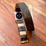 Apple Watch Band Classic Famous Brand Brown Monogram Double Loop