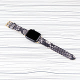Apple Watch Band Handstitched Premium Leather Black Snake Print