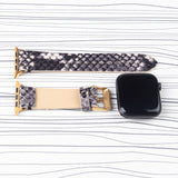 Apple Watch Band Handstitched Premium Leather Black Snake Print