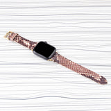 Apple Watch Band Handstitched Premium Leather Brown Snake Print