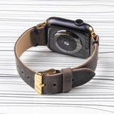 Apple Watch Band Handstitched Premium Leather Gray