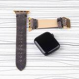 Apple Watch Band Handstitched Premium Leather Gray