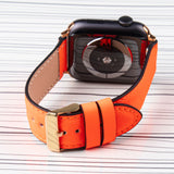 Apple Watch Band Neon Orange Premium Leather
