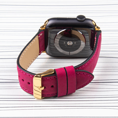 Apple Watch Band "Crazy Horse" Fuchsia Leather