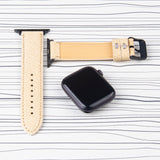 Apple Watch Band  White Leather Saffiano Pattern