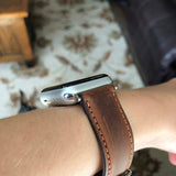 Apple Watch Band Handcrafted "Crazy Horse" Leather Padded Brown, Black, Cinnamon